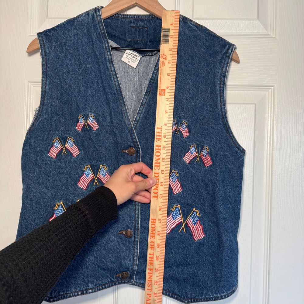 VTG Casey Coleman Denim Vest American Flag Embroidered‎ Americana Patriotic USA - Picture 8 of 8